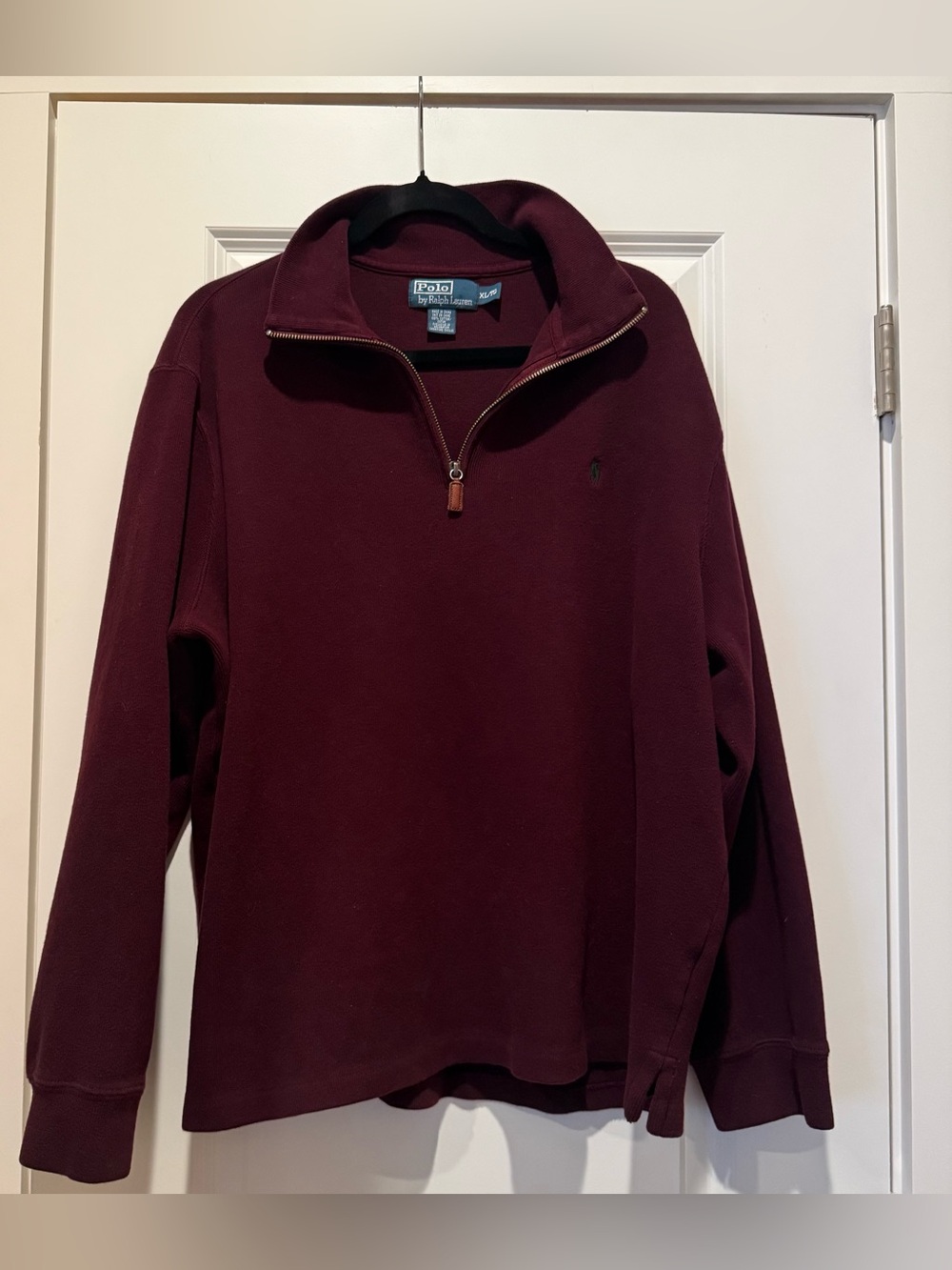 Polo Ralph Lauren Rib 1/4 Zip Sweatshirt Mens XL 100% Cotton Burgundy